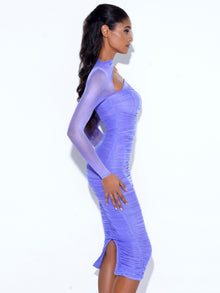 Quylla Very Long Sleeve Mesh Dress | Periwinkle
