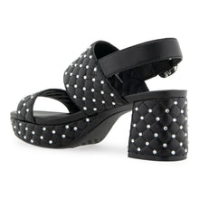 Camera Crystal Sandal Platform | Black Quilted Leather