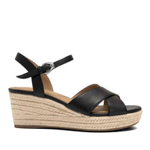 Casarina Sandal Wedge | Black Faux Soft Nappa