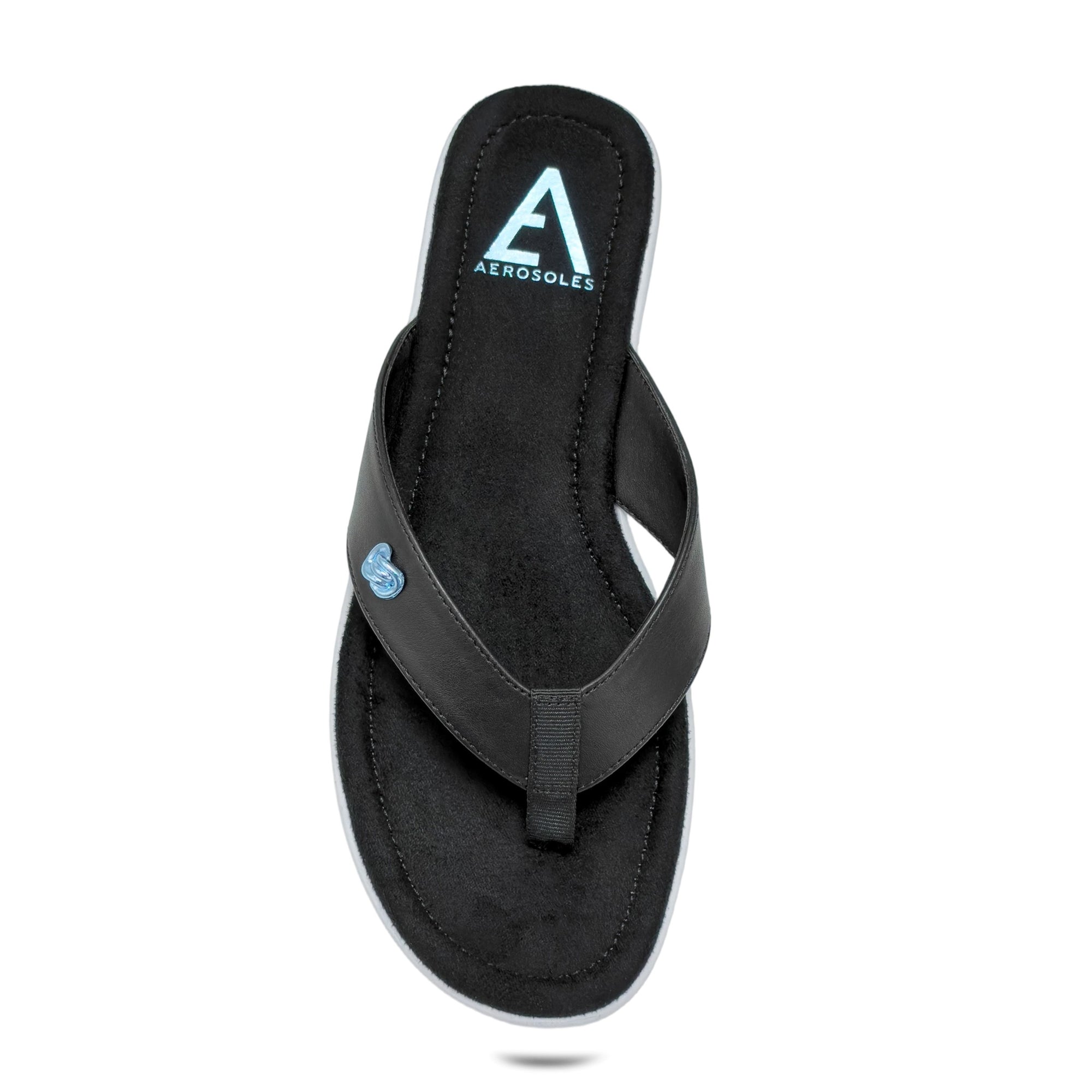 Jordyn Sandal Thong | Black Faux Nappa