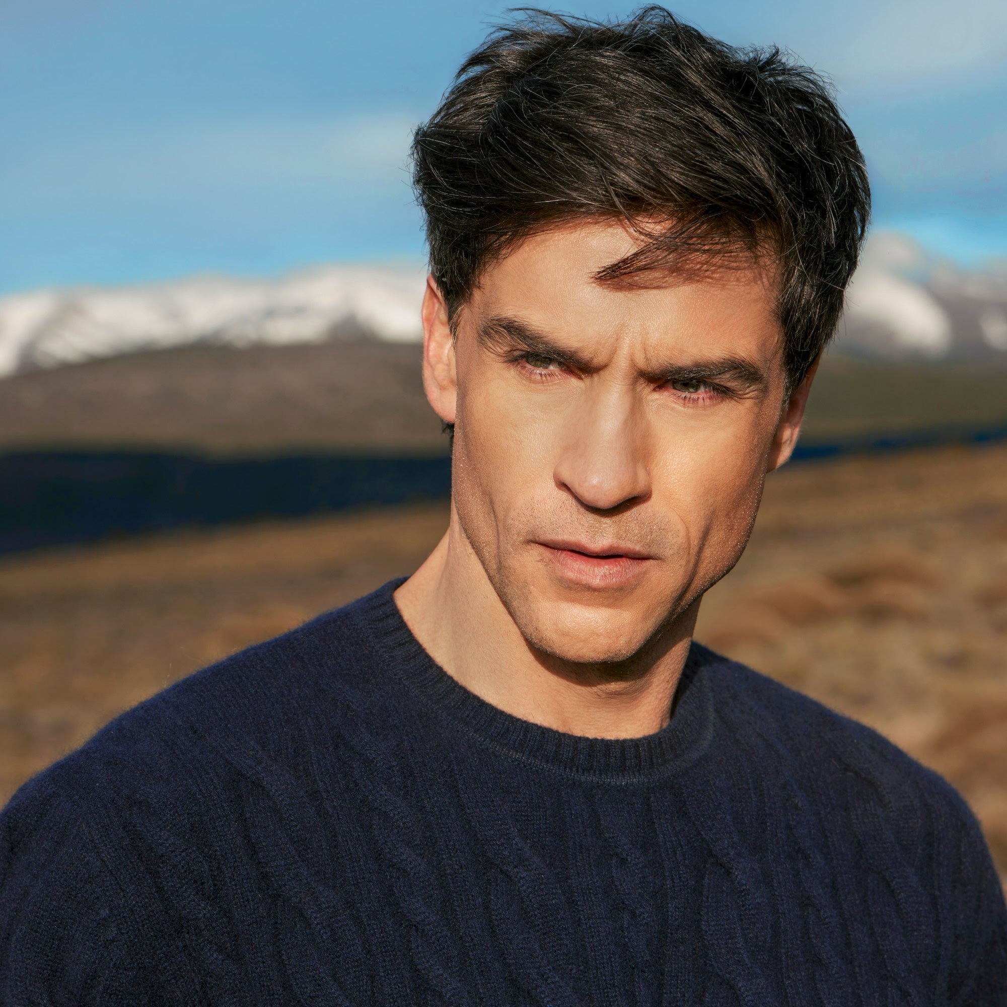 Mens | Luke Cashmere Cable Knit Sweater | Navy