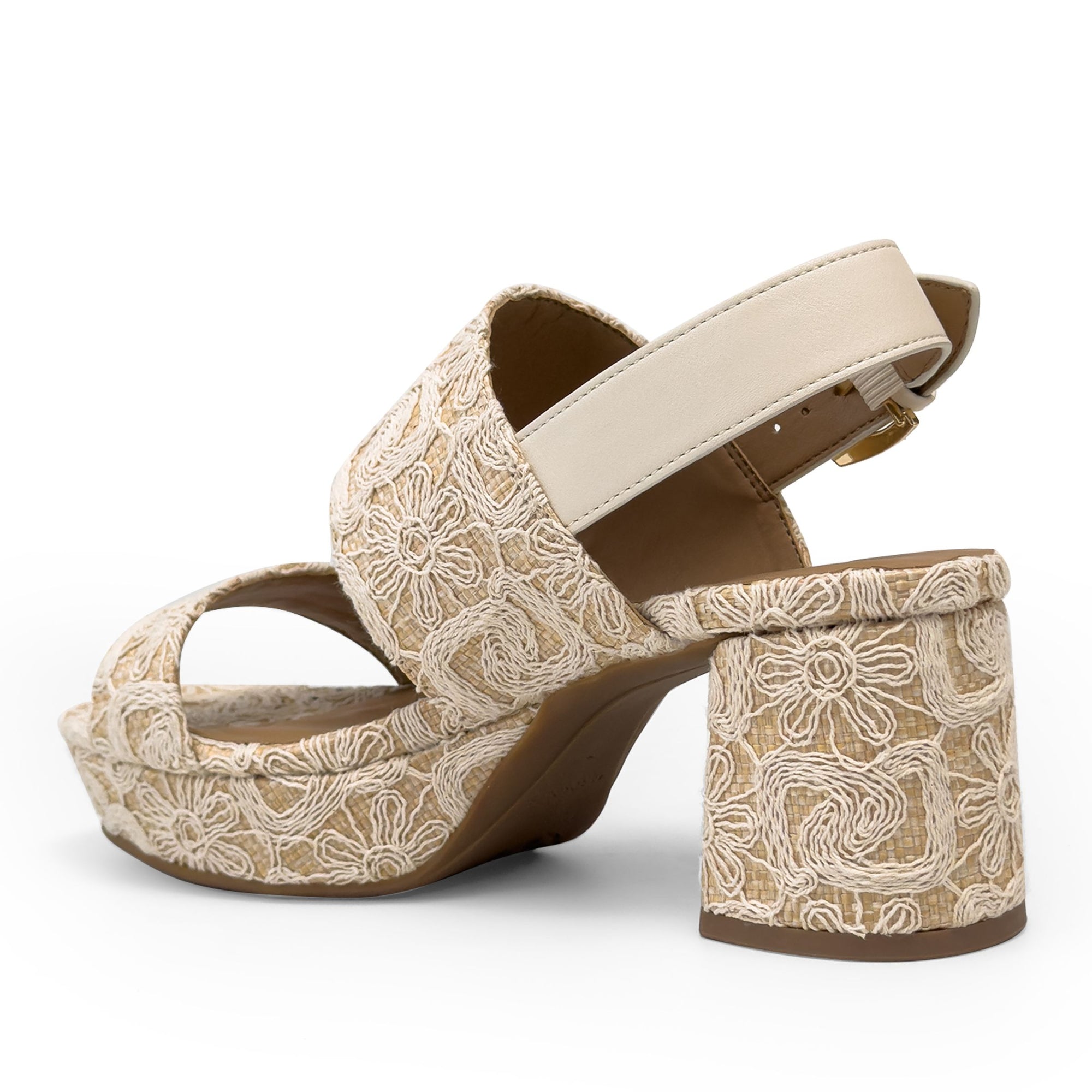 Camilia Sandal Platform | Natural/Eggnog Lace Raffia
