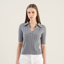 Womens | Elise Featherlight Cashmere Polo | Heather Grey