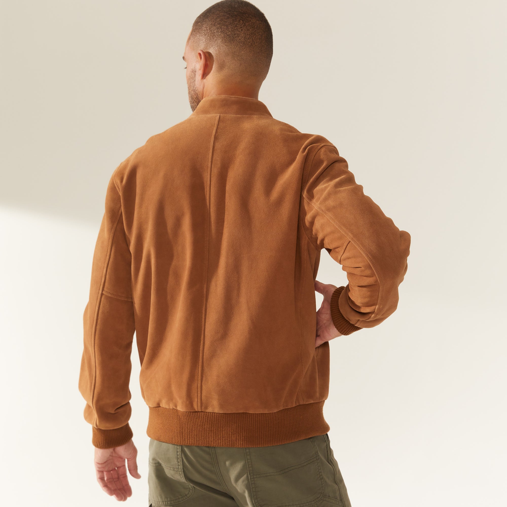 Mens | Chase Suede Bomber Jacket | Camel