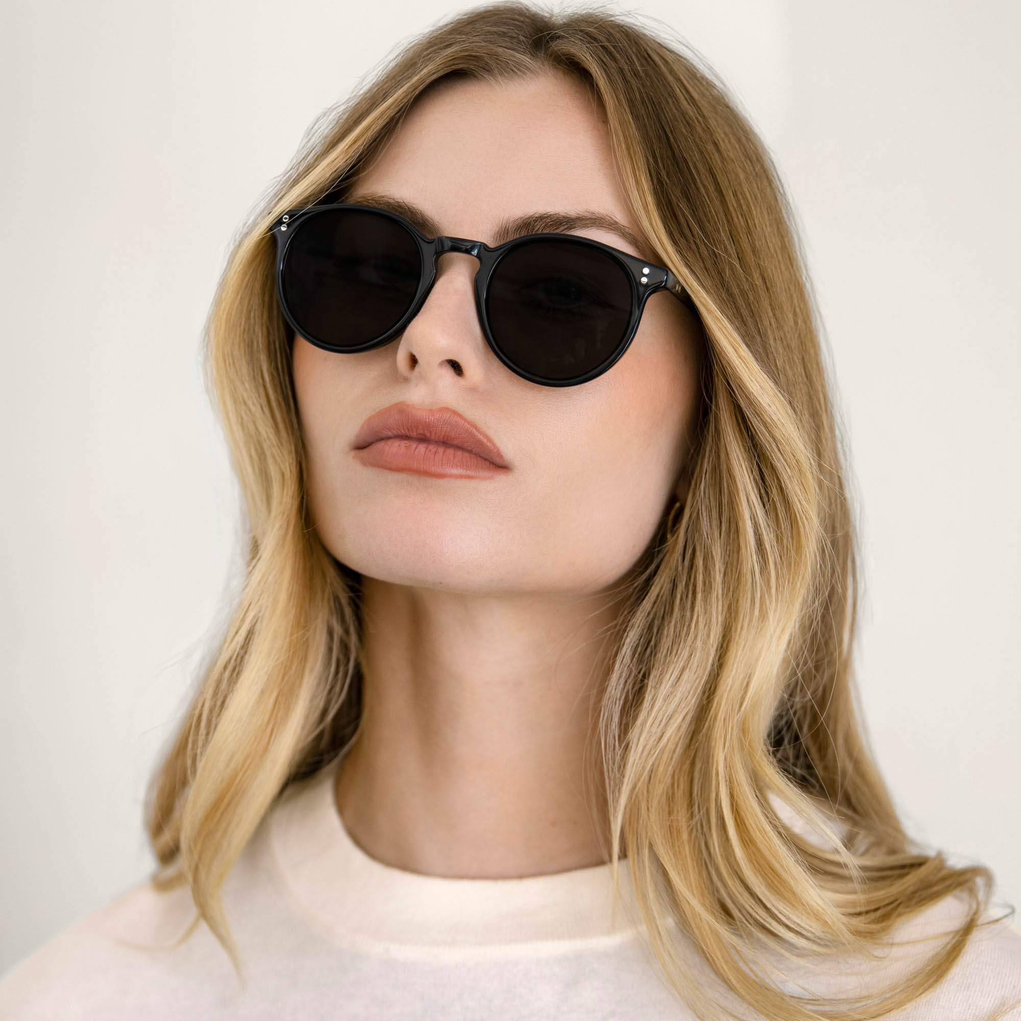 Unisex | Hancock Italian Round Acetate Sunglasses | Black