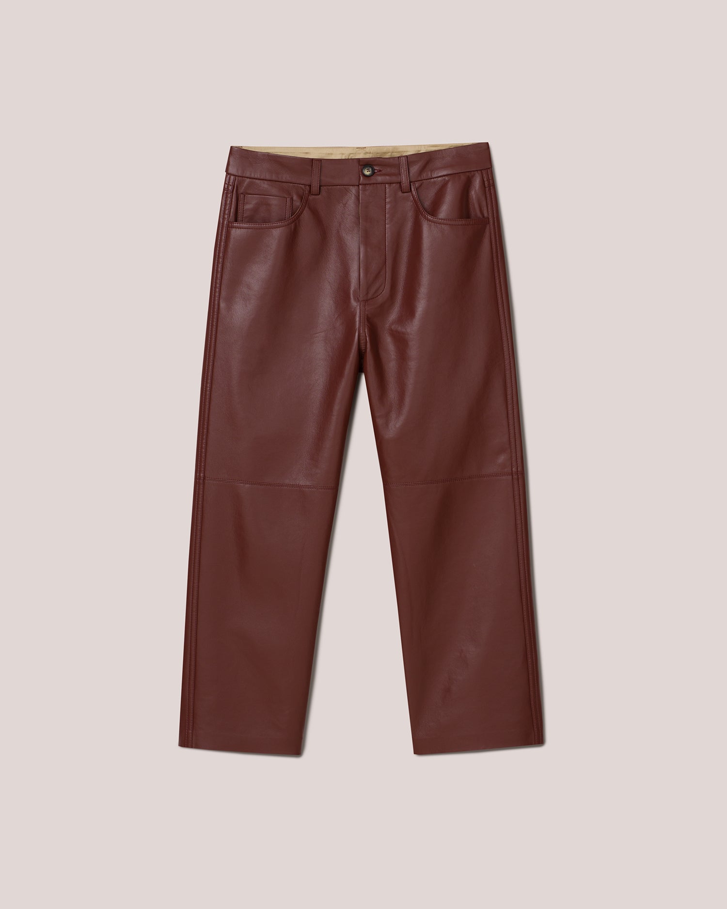 Mens | Nor Regenerated Leather Relaxed Straight-Leg Pants | Mahogany