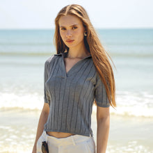 Womens | Elise Featherlight Cashmere Polo | Heather Grey
