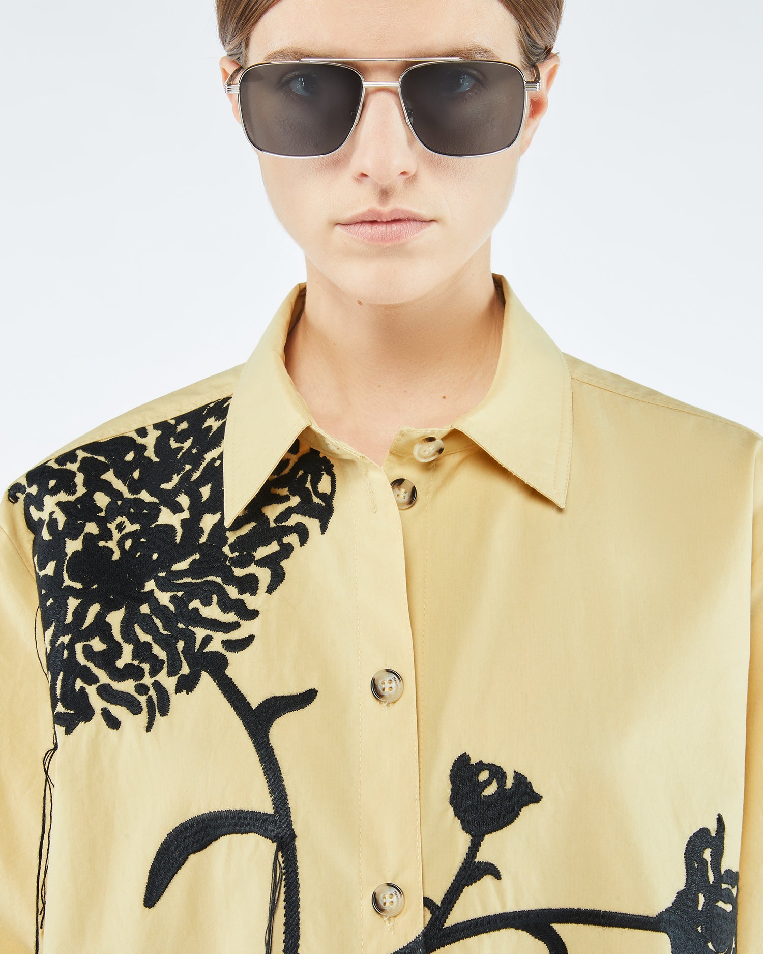 Womens | Geena Embroidered Poplin Shirt | Vintage Cream