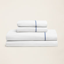 Crisp Australian Percale Sheet Set | Twin | White/Navy