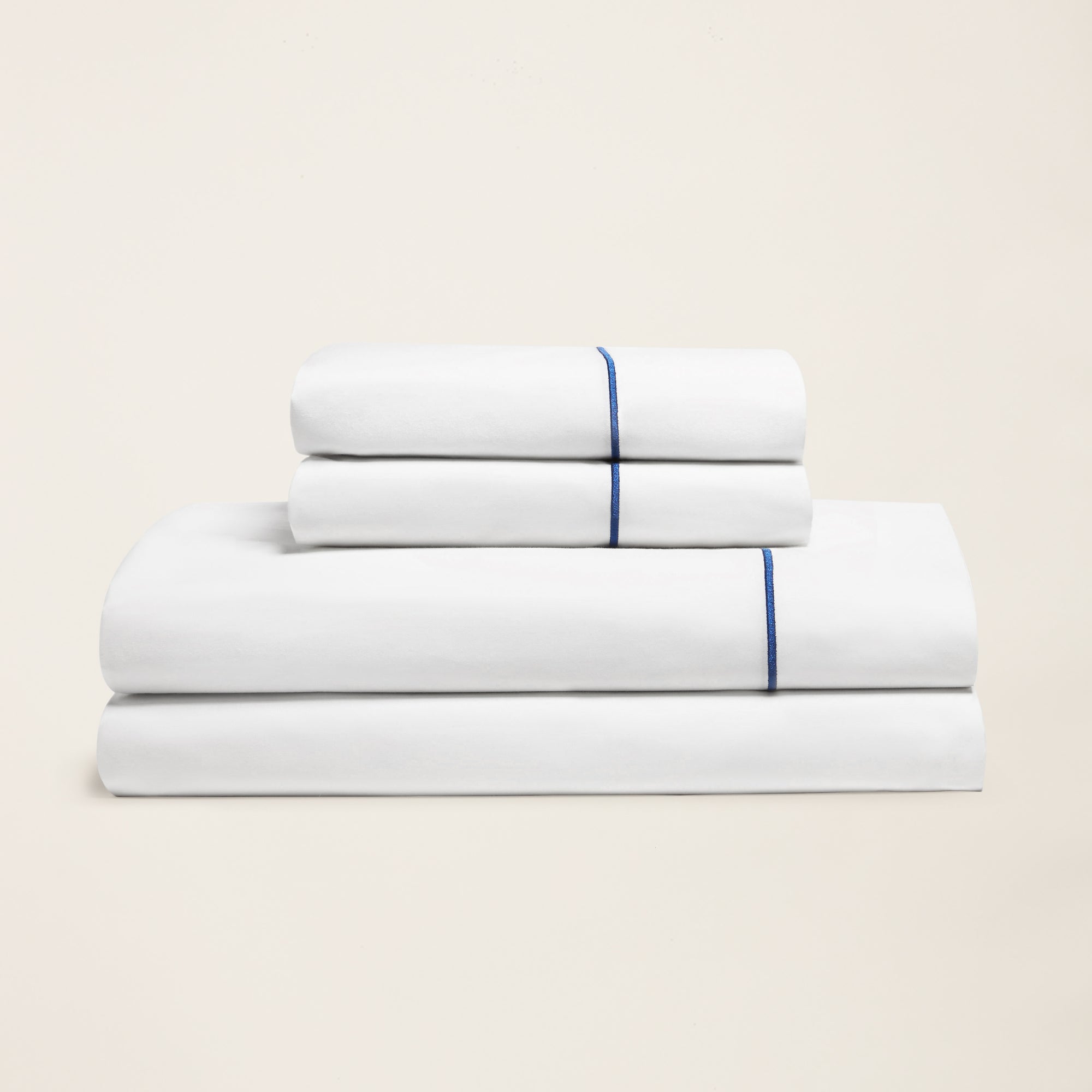 Crisp Australian Percale Sheet Set | Twin | White/Navy