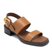 Dantay Sandal Block Heel | Tan Faux Soft Nappa