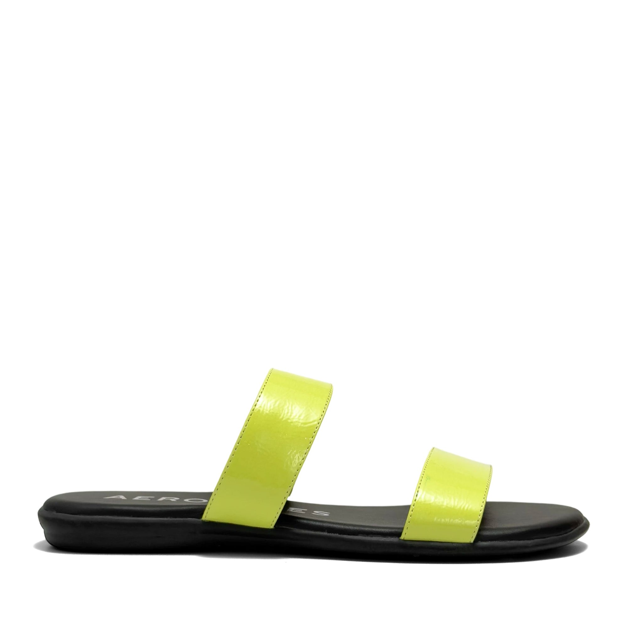 Concetta Sandal Flat | Kiwi Faux Crinkle Patent