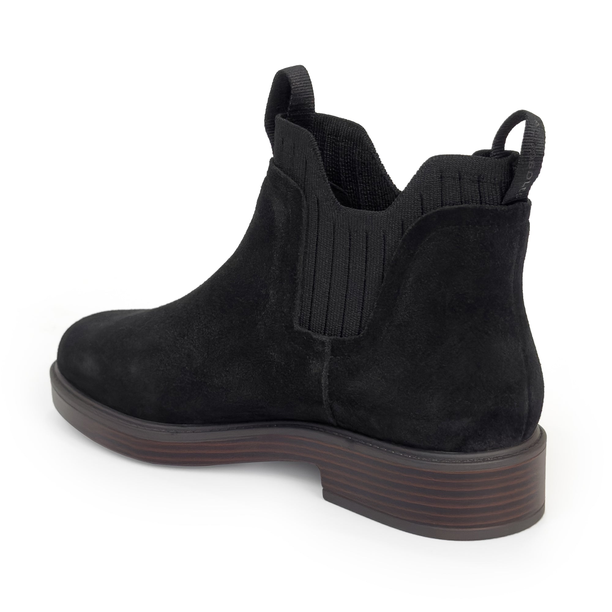 Pressly Bootie Low Block Heel | Black Sport Cow Suede/Knit