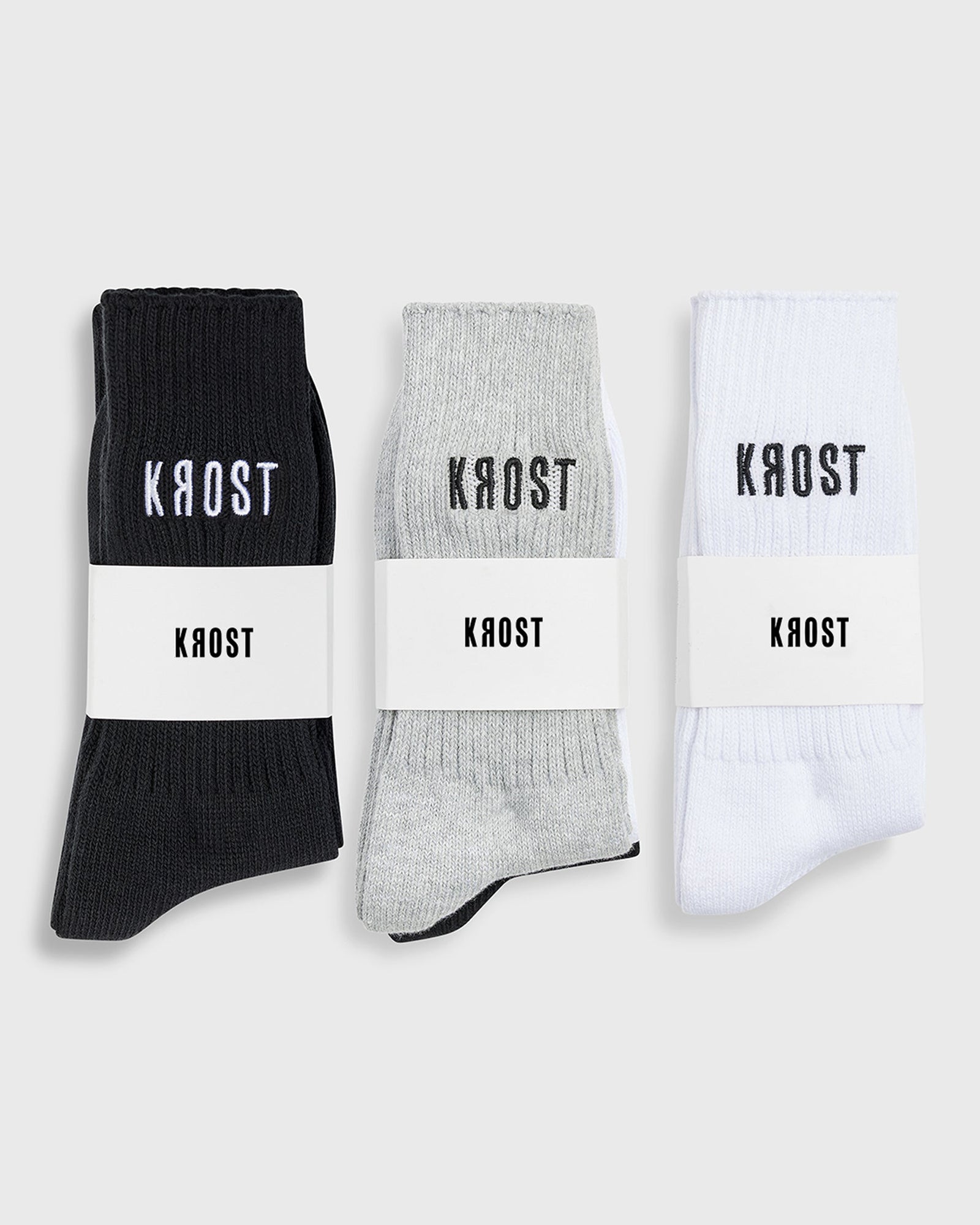 Embroidered Organic Cotton Rib Knit Socks (3-Pack) | Bwg