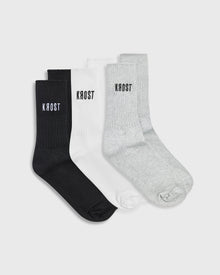 Embroidered Organic Cotton Rib Knit Socks (3-Pack) | Bwg