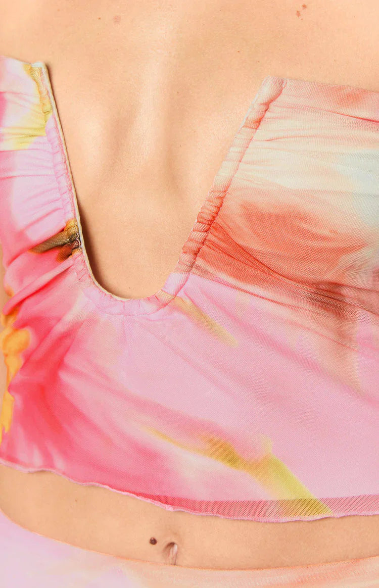 Esha Floral Strapless Crop Top | Pink