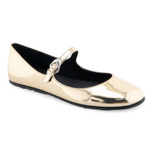 Perry Casual Flat | Gold Mirror Metallic Faux Leather