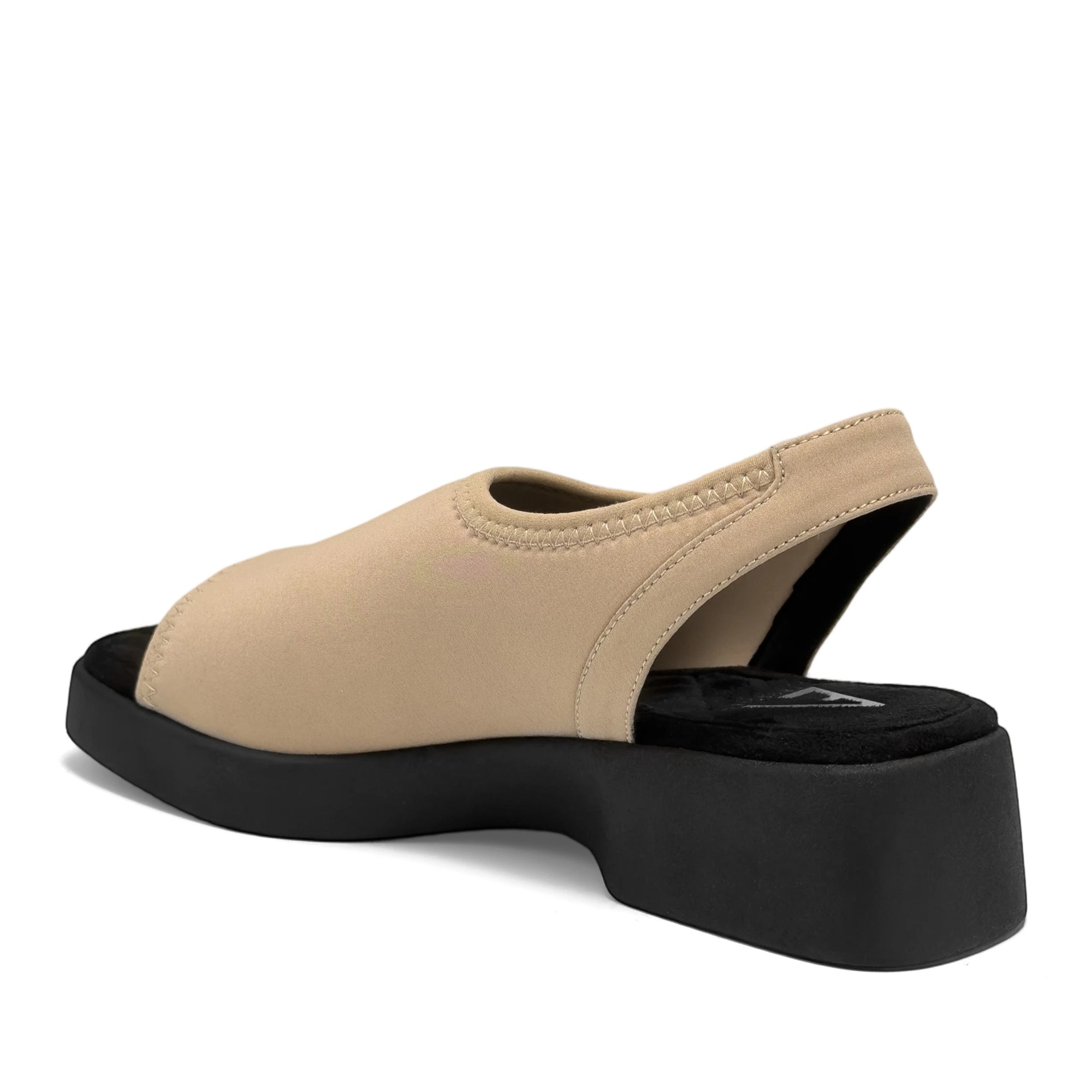 Azura Sandal Flat | Stone Stretch Gaberdine