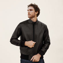 Mens | Chase Lambskin Leather Bomber Jacket | Black