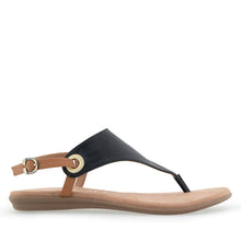 Conclusion Sandal Flat | Black/Tan Faux Calf