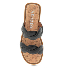 Colette Sandal Flat | Black Faux Leather