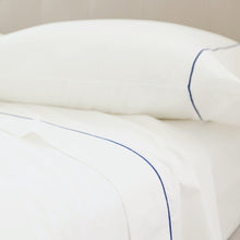 Crisp Australian Percale Sheet Set | Twin | White/Navy