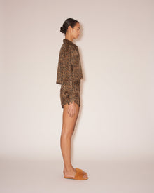 Womens | Mary Twill Silk Athletic Shorts | Brown Ocelot