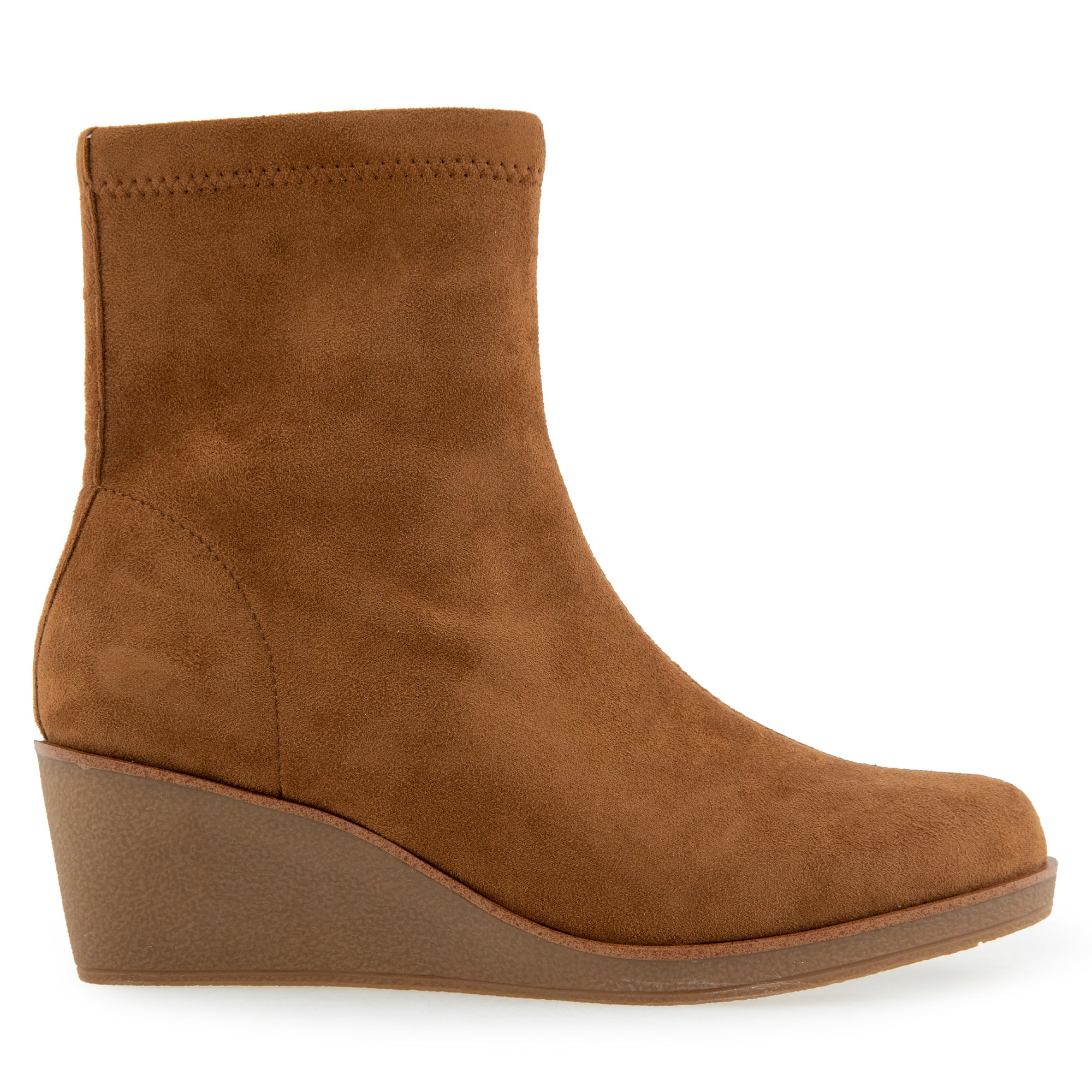 Binnie Bootie Wedge | Tan Faux Tumbled Nubuck
