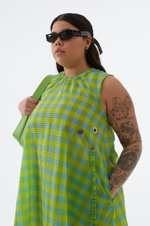 Check Elastic Dress | Women | Green