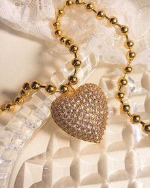Puffy Heart Statement Necklace | Gold