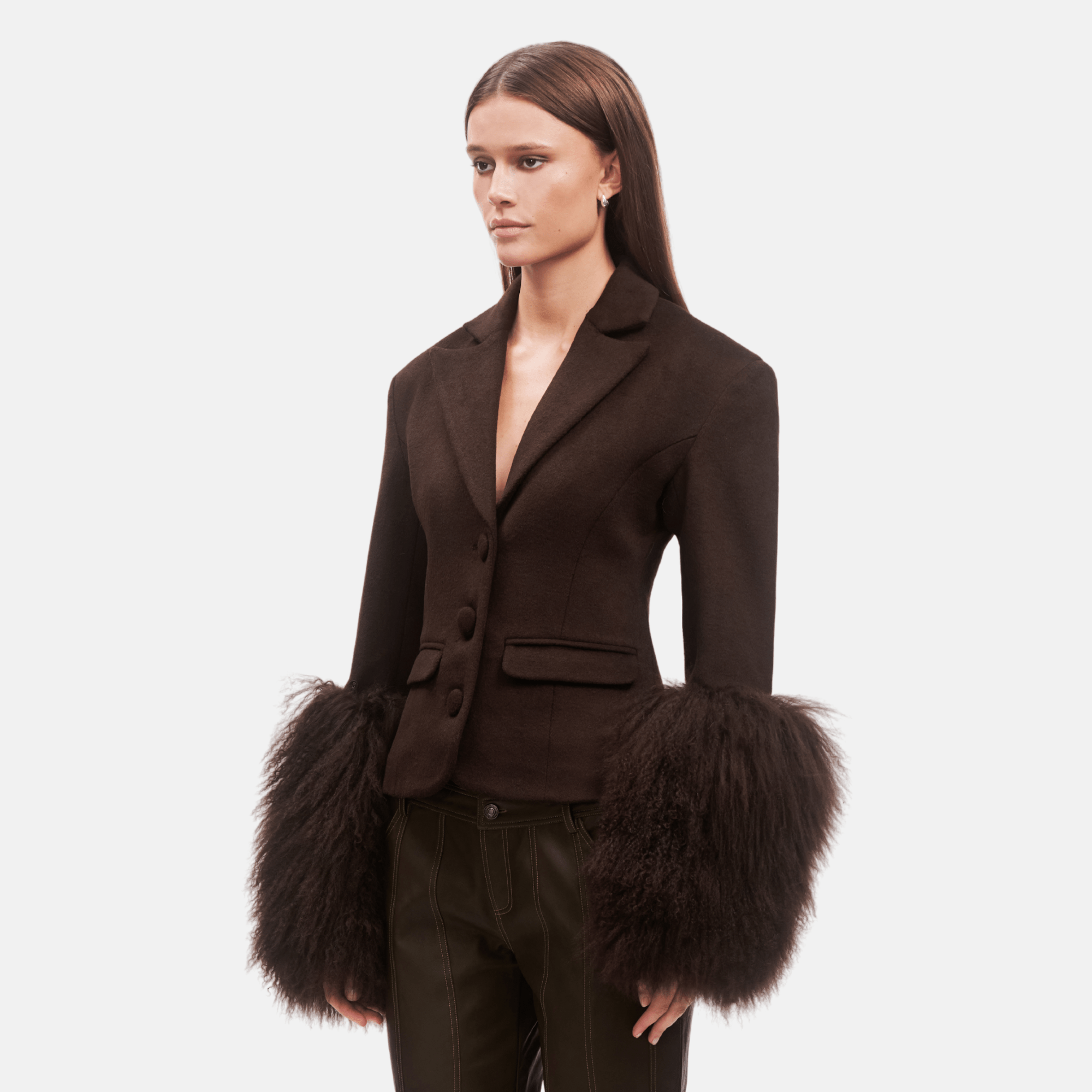 OW Collection FRANCES Wool Blazer Blazer 166 - Chocolate Brown