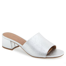 Como Sandal Block Heel | Silver Faux Saffiano