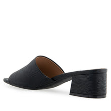 Como Sandal Block Heel | Black Faux Lizard