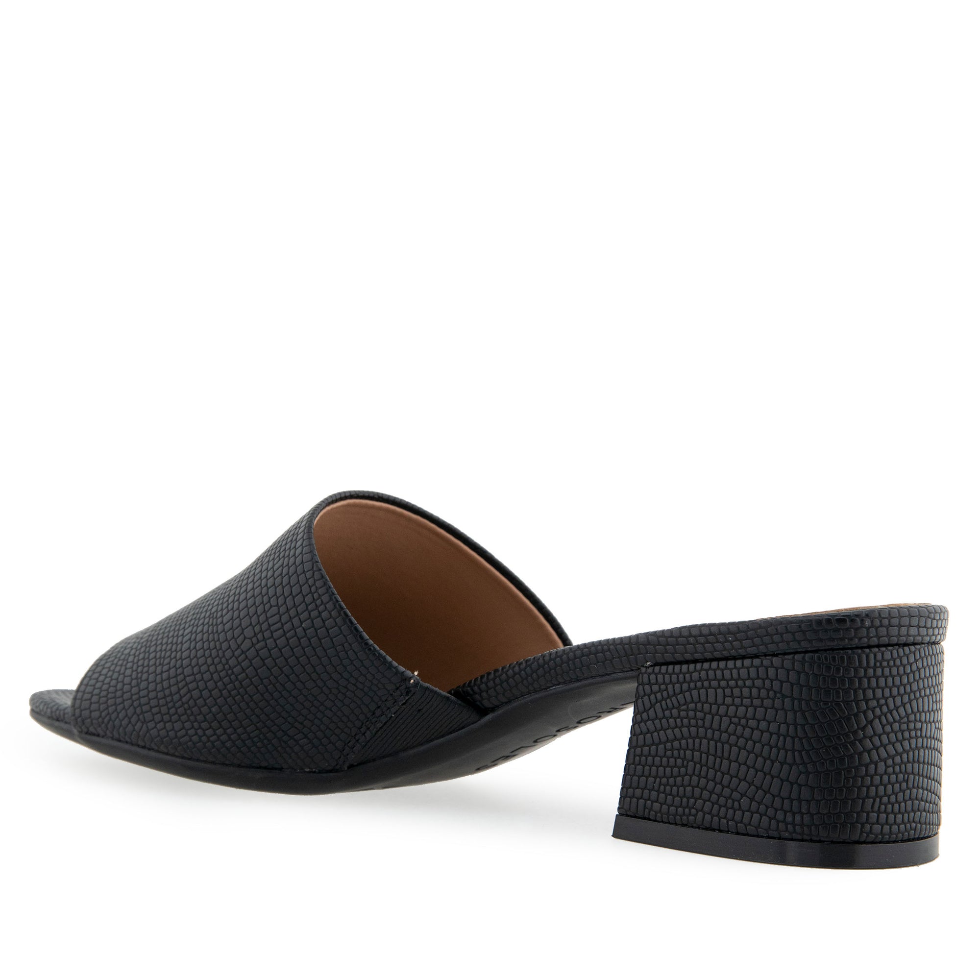 Como Sandal Block Heel | Black Faux Lizard