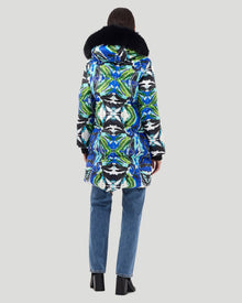 Après-Ski Jacket With Detachable Fo Hood Trim | Women | Blue Print x Black (V1)