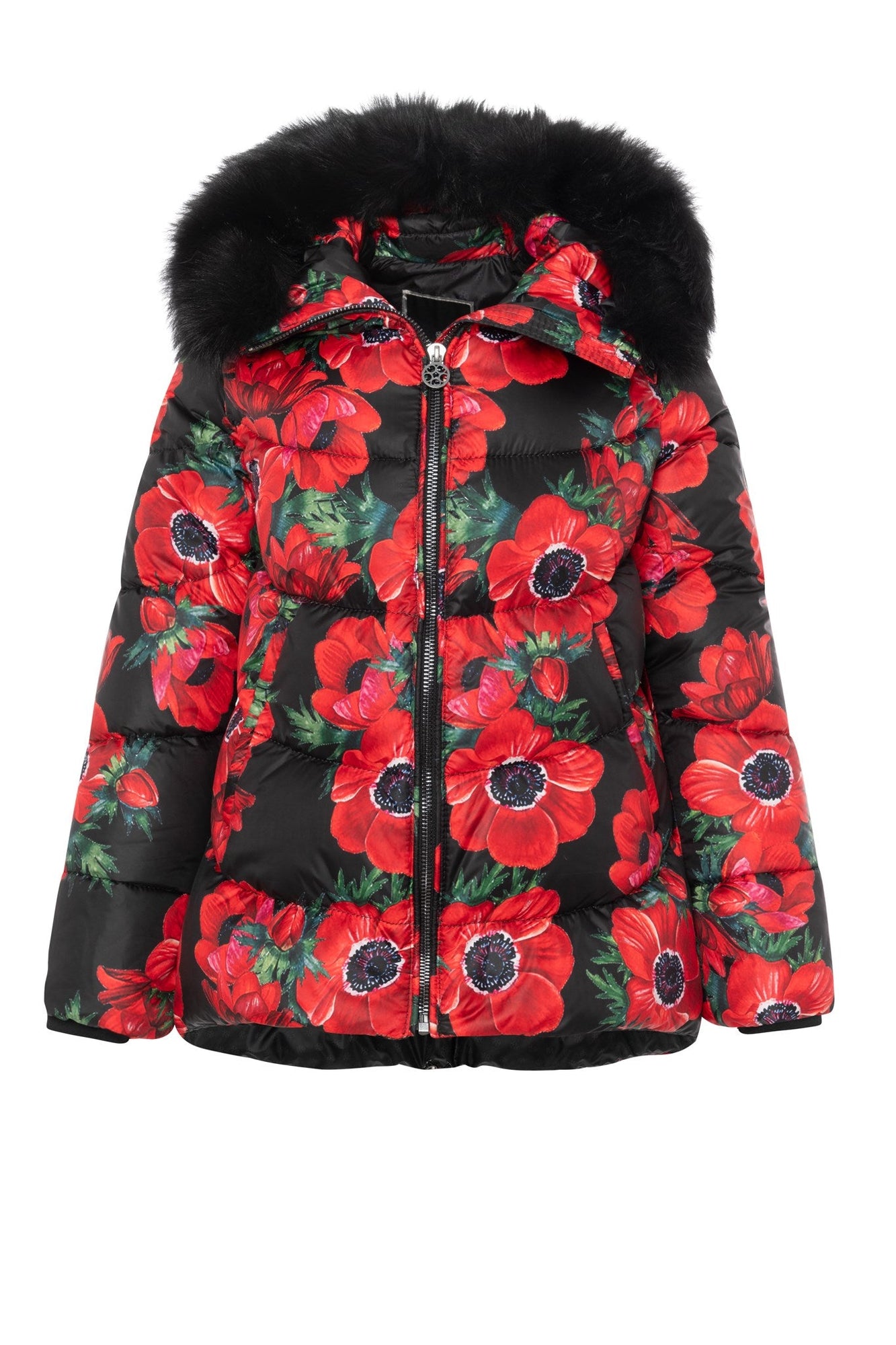 Après-Ski Jacket With Detachable Toscana Shearling Lamb Hood Trim | Women | Black Poppy x Black (V1)