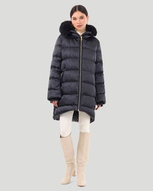 Après-Ski Jacket With Detachable Toscana Shearling Lamb Hood Trim | Women | Black x Black (V3)