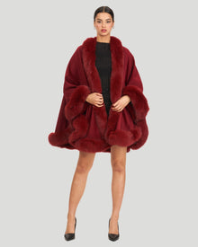 Cashmere Cape With Fox Trim | Women | Wine