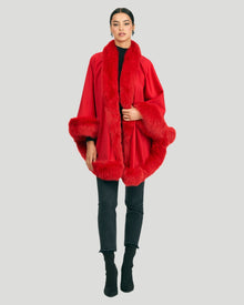 Cashmere Capelet With Fox Trim | Women | Red