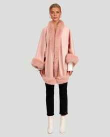 Cashmere Capelet With Shadow Fox Trim | Women | Light Pink