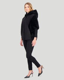 Cashmere Jacket With Sheared Select Cashmere Goat Trim And Short Sleeves | Women | Black