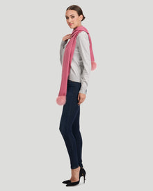 Cashmere Scarf With Fox Pompom | Women | Pink