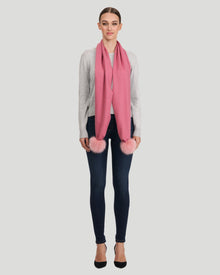 Cashmere Scarf With Fox Pompom | Women | Pink