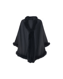 Cashmere & Wool Cape With Toscana Shearling Lamb Trim | Women | Black