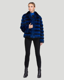 Classic Chinchilla Fur Jacket | Women | Blue (Pre-Order)