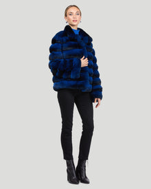 Classic Chinchilla Fur Jacket | Women | Blue (Pre-Order)