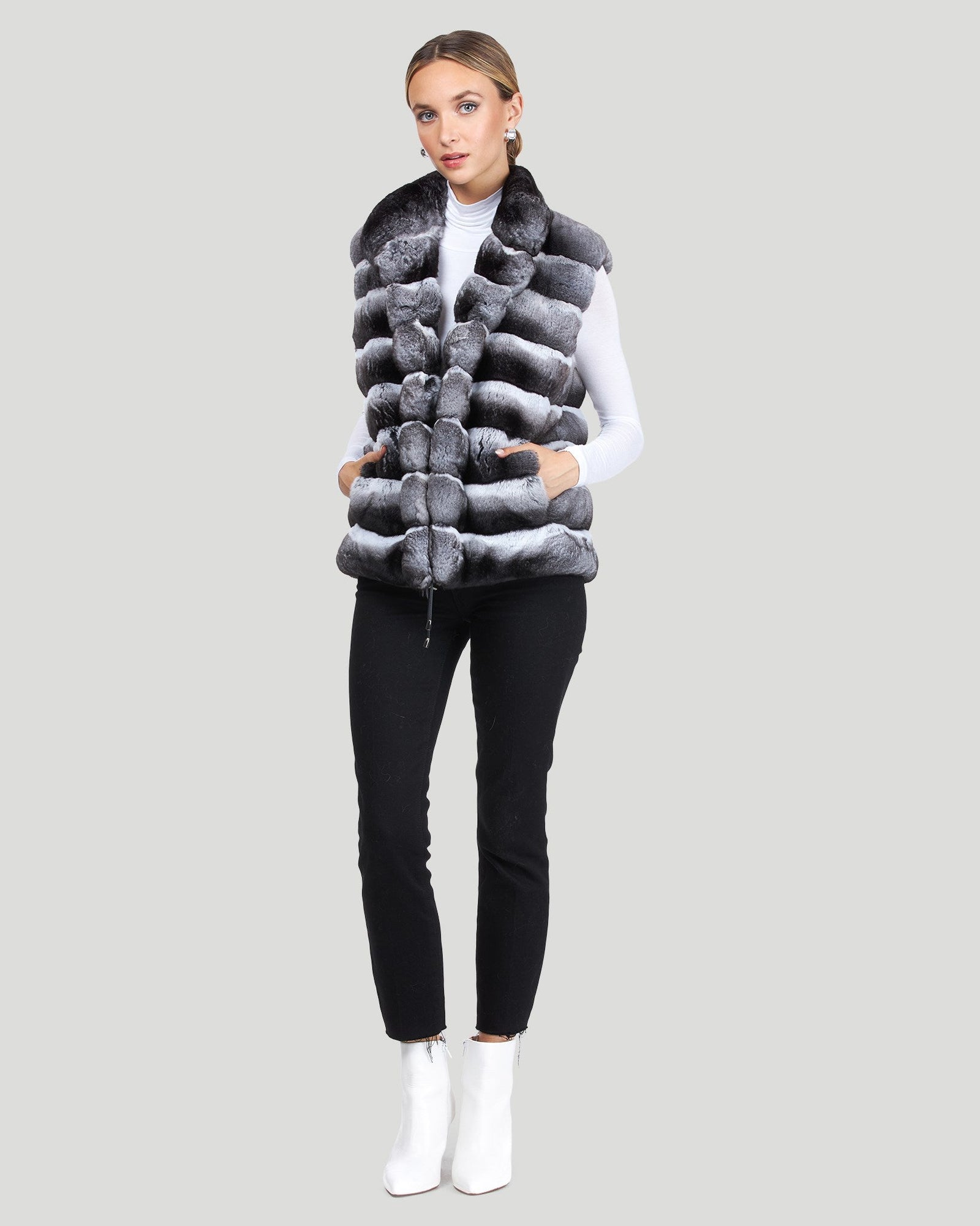 Classic Chinchilla Fur Vest | Women | Gray