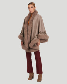 Embroidered Wool And Cashmere Cape | Women | Sand