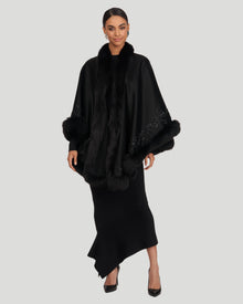 Embroidered Wool And Cashmere Cape | Women | Black