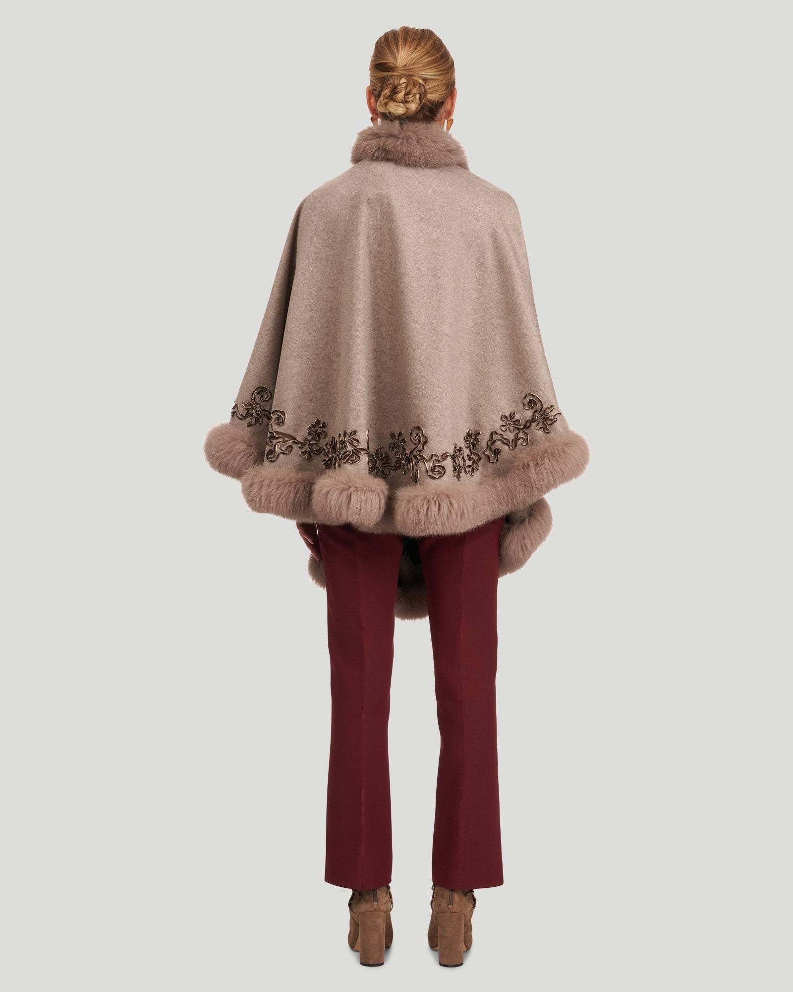 Embroidered Wool And Cashmere Cape | Women | Sand